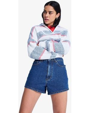 Roxy Offshore Mid Ocean Mid High Rise Denim Shorts - Blue