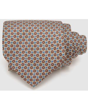 Reiss Cenzo - Camel Brown Silk Micro Paisley-print Tie, One - Multicolor