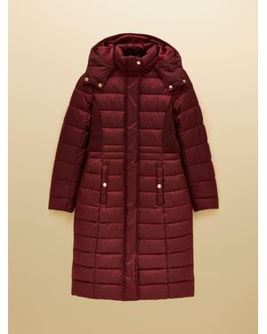 Joules Windborough Burgundy Showerproof Longline Padded Coat With Hood - Red