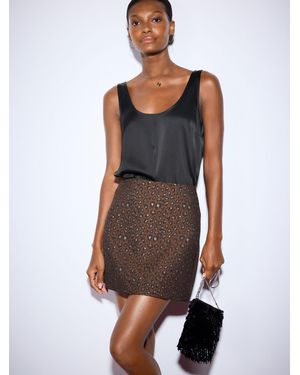 Next Leopard Jacquard Mini Skirt - Brown