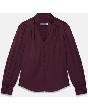 Mint Velvet Satin Long Sleeve Blouse - Purple
