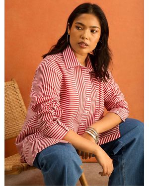 Live Unlimited Stripe Button Through Shirt - Orange