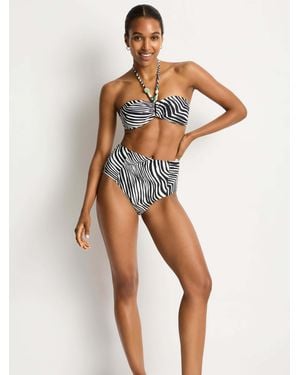Sea Level Zebralis Panelled High Waist Bikini Bottoms - Black