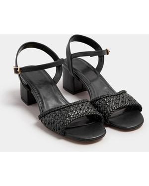 Long Tall Sally Woven Block Heel Sandals - Black