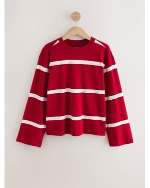 Next Cherry Relaxed Long Sleeve Crew Neck T-Shirt - Red