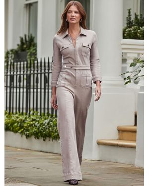 Sosandar Denim Utility Jumpsuit - Natural