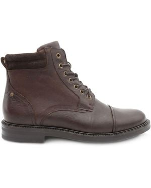 Jones Bootmaker Eugene Leather Lace-Up Boots With Padded Cuff - Brown