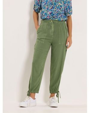 M Com Petite Tie Hem Casual Pants - Green