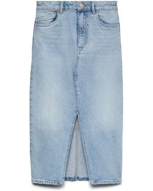 Vero Moda High Waisted Denim Midi Skirt - Blue