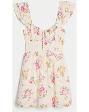 Hollister Ruffle Babydoll Mini Dress - Natural