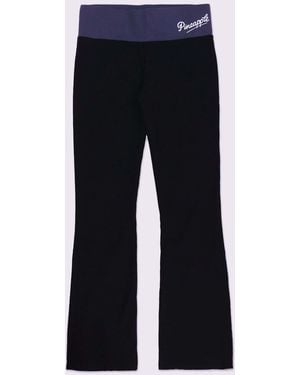 Pineapple Charcoal Contrast Band Bootcut Jersey Trousers - Blue