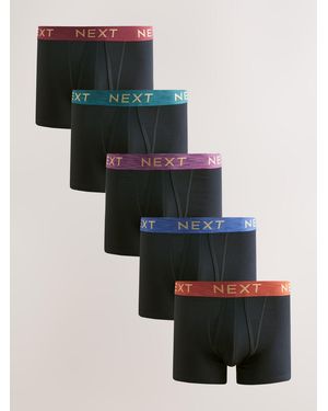 Next Marl Waistband 5 Pack A-Front Cotton Rich Boxers - Black