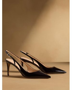 Russell & Bromley Liney Cutout Slingback Heels - Brown