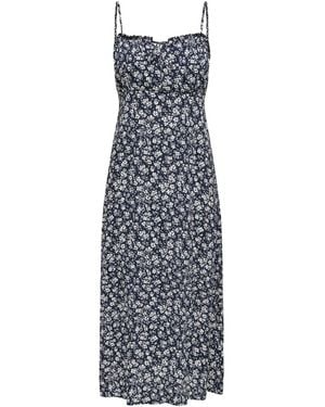 ONLY Floral Midi Strap Dress - Blue