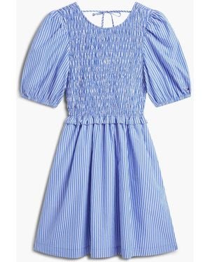 Tommy Hilfiger Back Tie Smock Slim Poplin Mini Dress - Blue