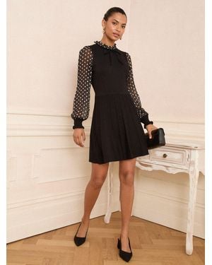 Love & Roses Chiffon Sleeve Knitted Mini Dress - Natural