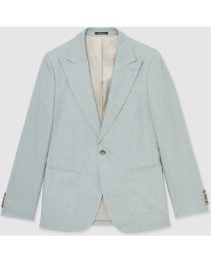 Reiss Warner Linen Single-Breasted Suit Blazer Slim-Fit38 - Grau