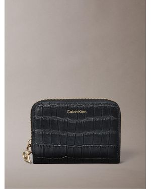 Calvin Klein Calvin Klein Leather Croc-Effect Rfid Wallet - Gray