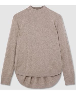 Reiss Neutral River Wool-Blend Funnel-Neck Jumper With Cashmere - Grey