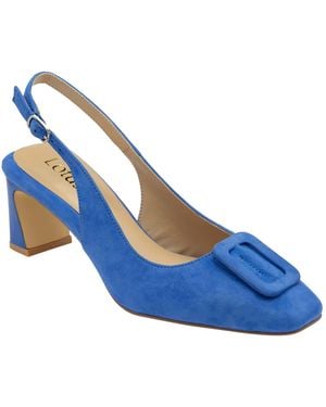 Lotus Suede Slingback Shoes - Blue