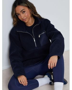 Threadbare Half Zip Borg Fleece - Blue