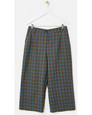 Oliver Bonas Checked Cropped Wide Leg Trousers - Grey
