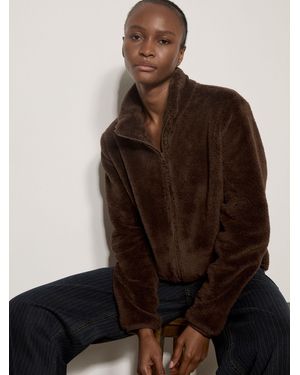 Apricot Fleece Cardigan - Brown