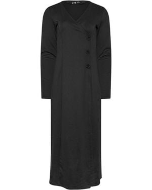 Long Tall Sally Button Wrap Midi Dress - Black