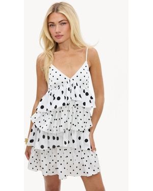 Loavies Starlit Shores Mini Dress With Polka Dots - White