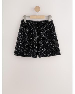 Next Velvet Sequin Shorts - Black