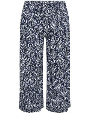 M Com Petite Abstract Print Wide Leg Culottes - Blue