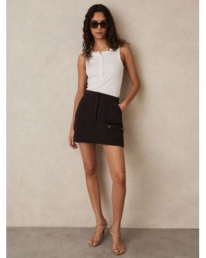 Reiss Quilted Mini Skirt - Natural