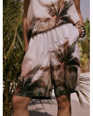 Next Palm Print Bermuda Shorts - Natural