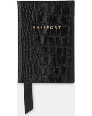 Whistles Shiny Croc Passport Holder - Black