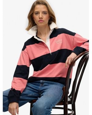 Superdry Heritage Stripe Rugby Shirt - Pink