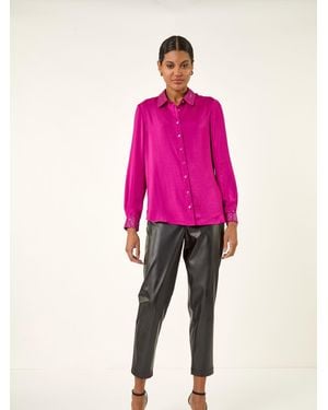Roman Sequin Collar And Cuff Shirt - Pink