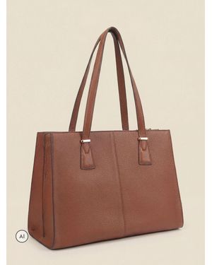 Sosandar Leather Tote Bag - Brown