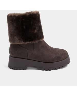 Yours Curve Wide Fit Faux Suede Wedge Chelsea Boots - Brown