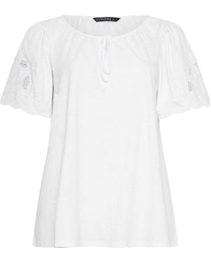 Evans Embellished Boho Top - White