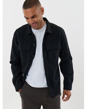 Threadbare Faux Wool Button Up Shacket - Blue