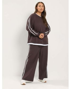 Yours Curve Chocolate 2-In-1 Sweat Top & Jogger Set - Brown