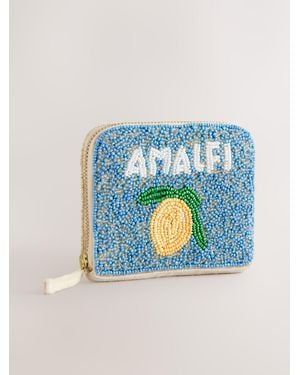 Next Beaded Lemon Print Purse - Blue