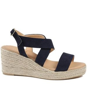 Jones Bootmaker Romilly Leather Wedge Heeled Espadrilles - Blue