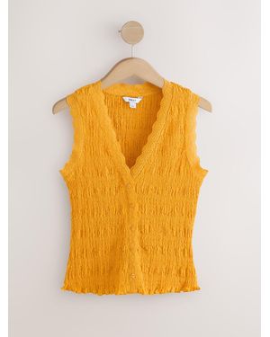 Next Sleeveless V-Neck Textured Waistcoat - Yellow