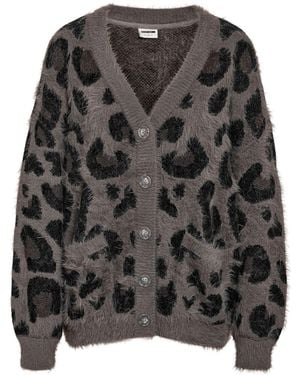 Noisy May Zebra Animal Print Knitted Cardigan - Black