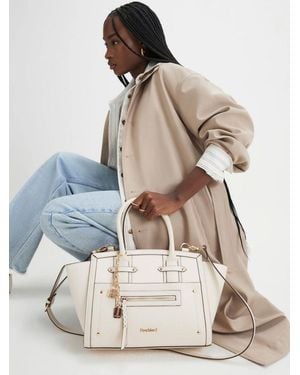 River Island Winged Paneled Zip Tote - Natural