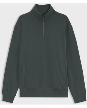 BOSS Small Logo Quarter Zip Sweat Top - Green