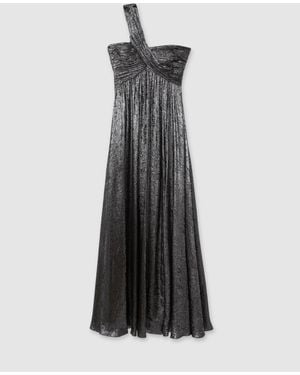 AMUR Metallic One Shoulder Maxi Dress - White