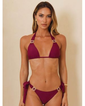 Moda Minx Amour Triangle Bikini Top With Molten Hardware Detail - Orange