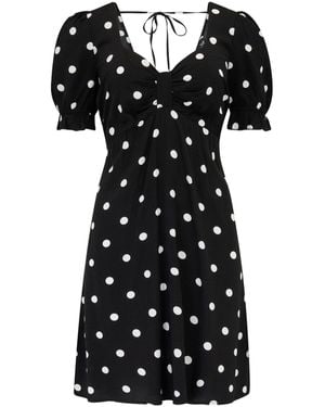 Pour Moi Shirred Back Puff Sleeve Mini Beach Dress - Black